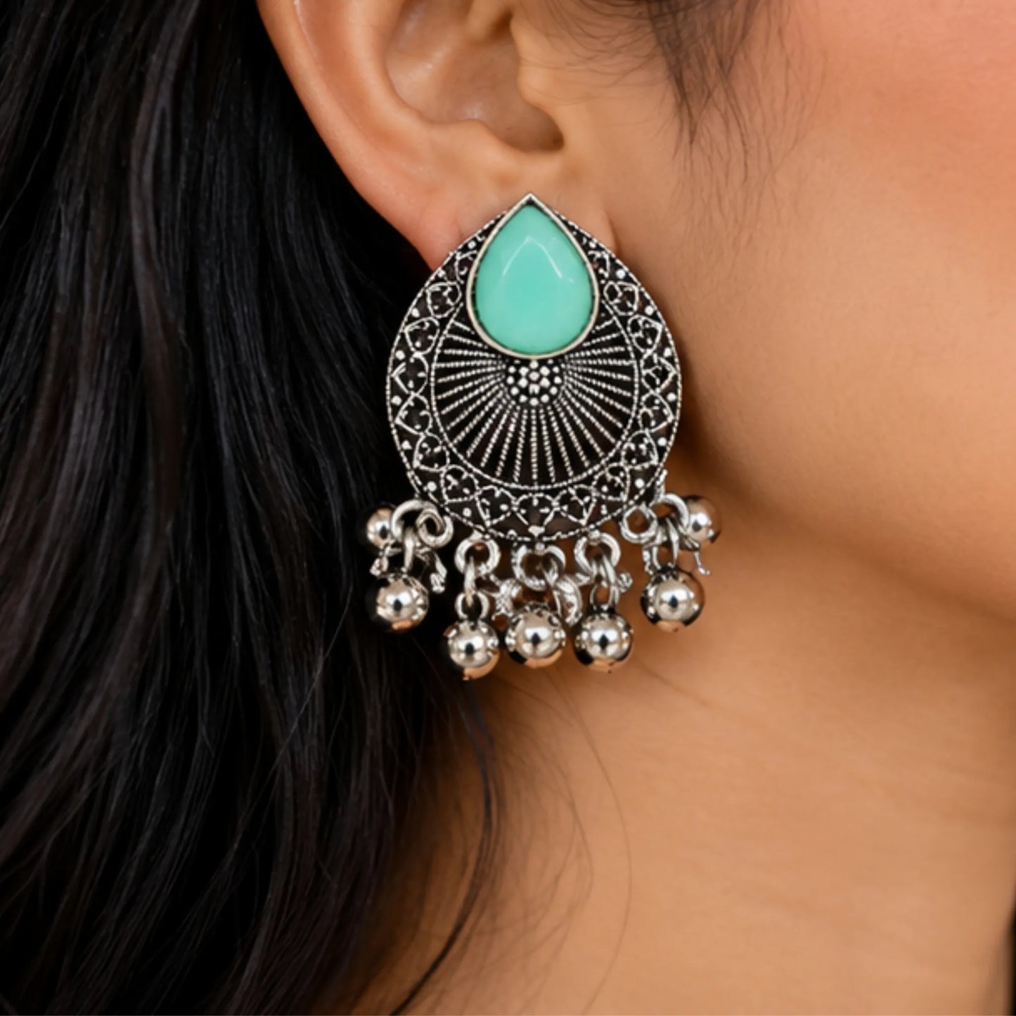 Pastel & Pastel-Chic Floral Oval Crystal Studs