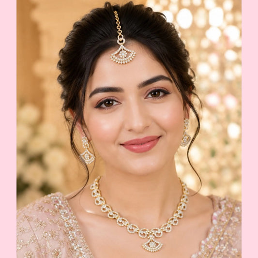 Traditional Stone Necklace Set with Maang Tikka