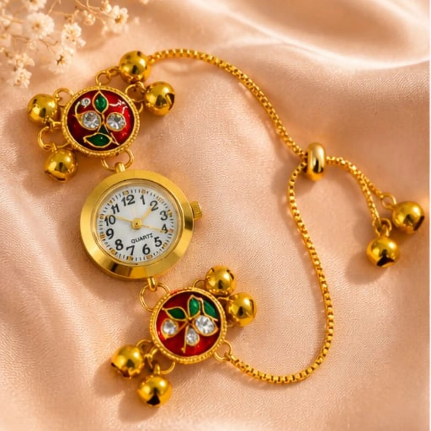 Red Meenakari Bracelet Watch for Women
