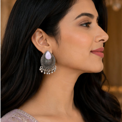 Pastel & Pastel-Chic Floral Oval Crystal Studs