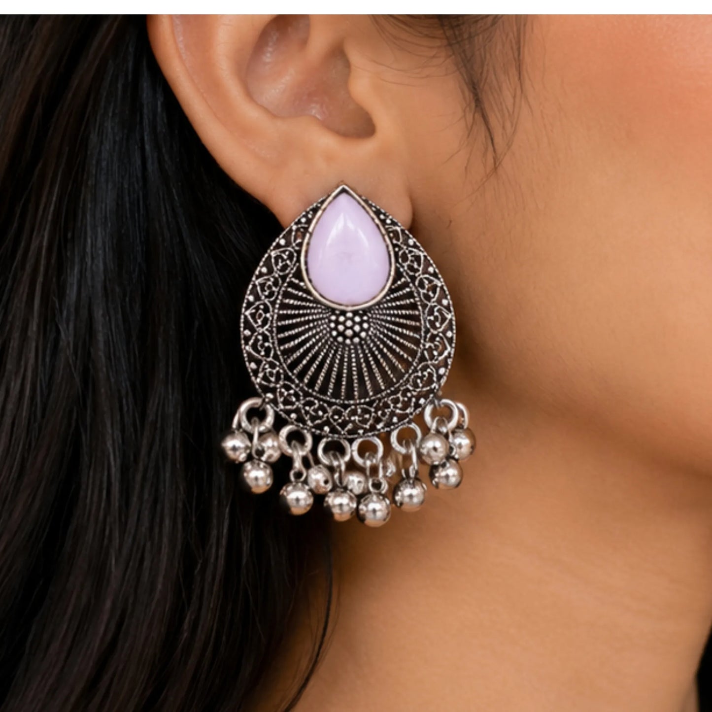 Pastel & Pastel-Chic Floral Oval Crystal Studs