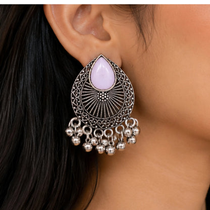 Pastel & Pastel-Chic Floral Oval Crystal Studs