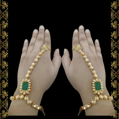 Royal Green Kundan Bridal Set with Layered Haar & Hand Harness – Complete Wedding Jewellery set