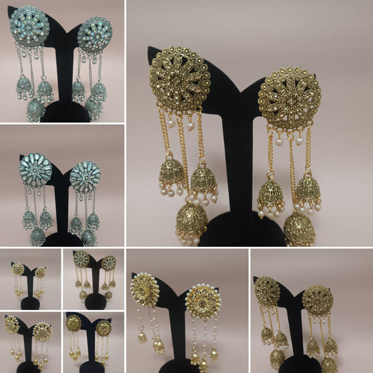 Gold / silver stones and pearls earrings