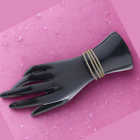 Classic White Pearl Bangles (Set of 4) – Graceful Gold-Tone Traditional Elegance