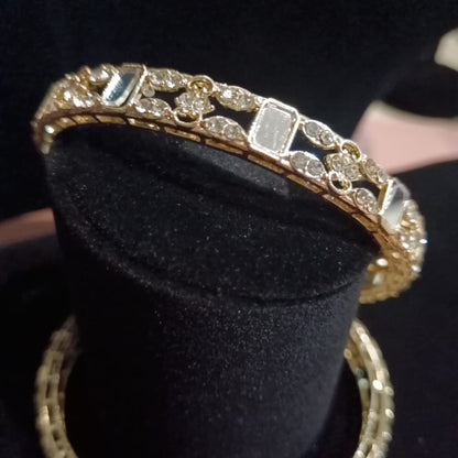 Lightweight Mirror-Style Gold Kada Bangles (Pair) – Elegant Traditional Wear