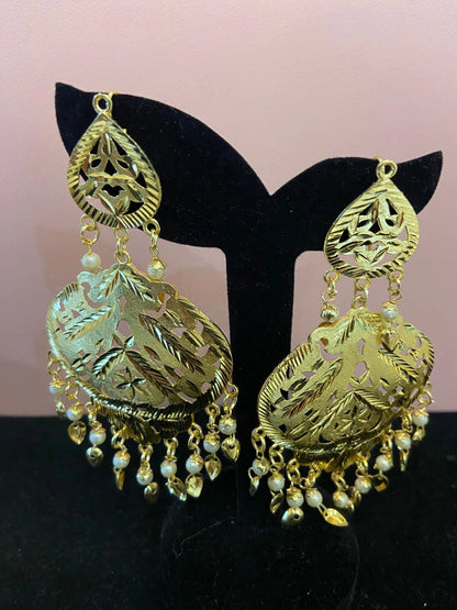 Bridal Jewelry Set - Statement Necklace, Earrings & Tikka with Pearl Dangles